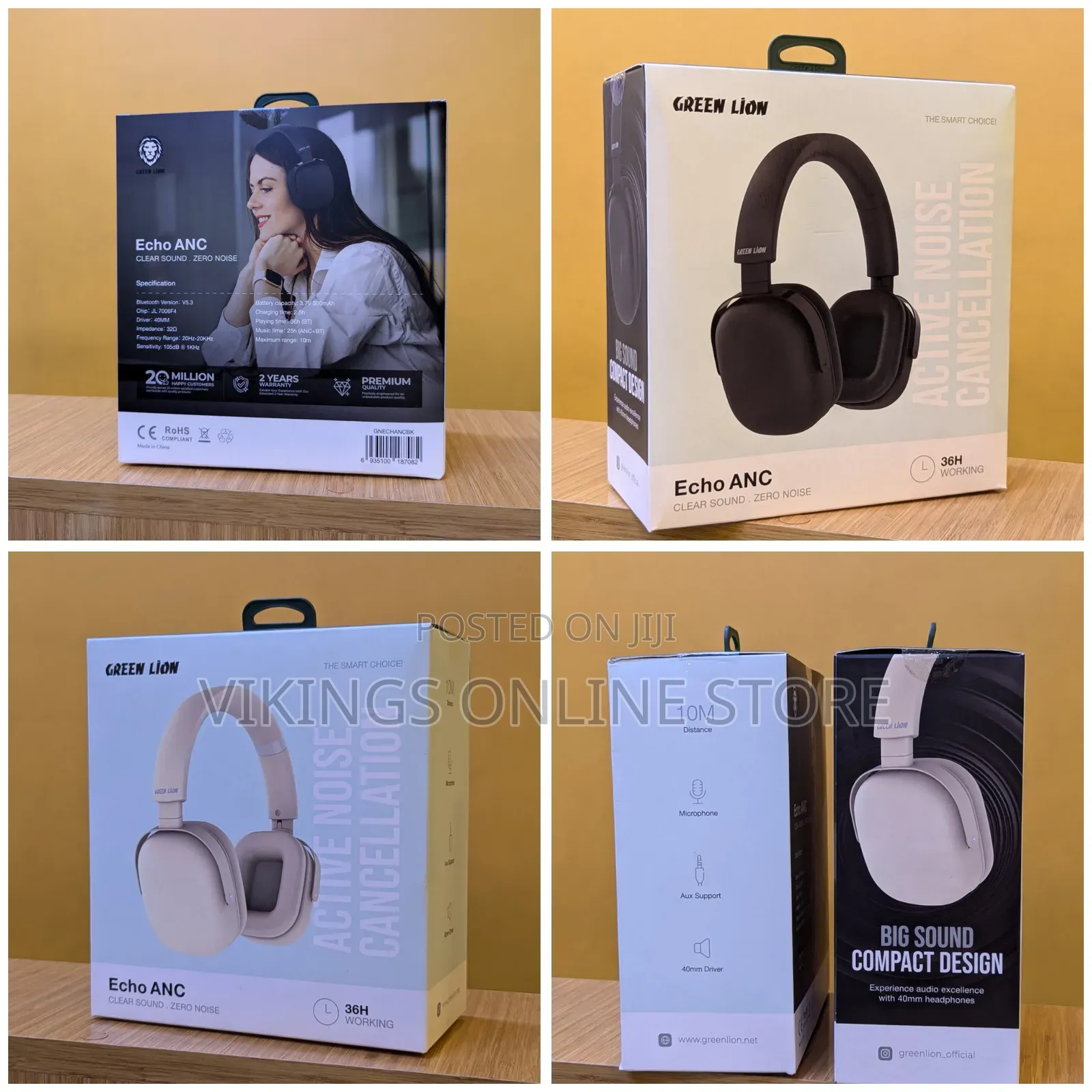 Green Lion Echo Anc Wireless Headphone (Black)