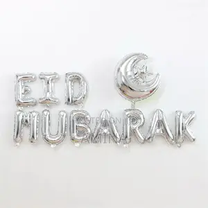 Eid Mubarak Letter Balloons Silver