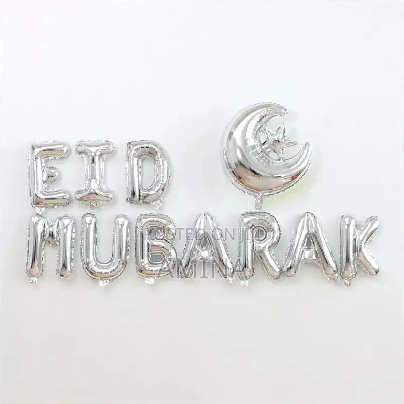 Eid Mubarak Letter Balloons Silver