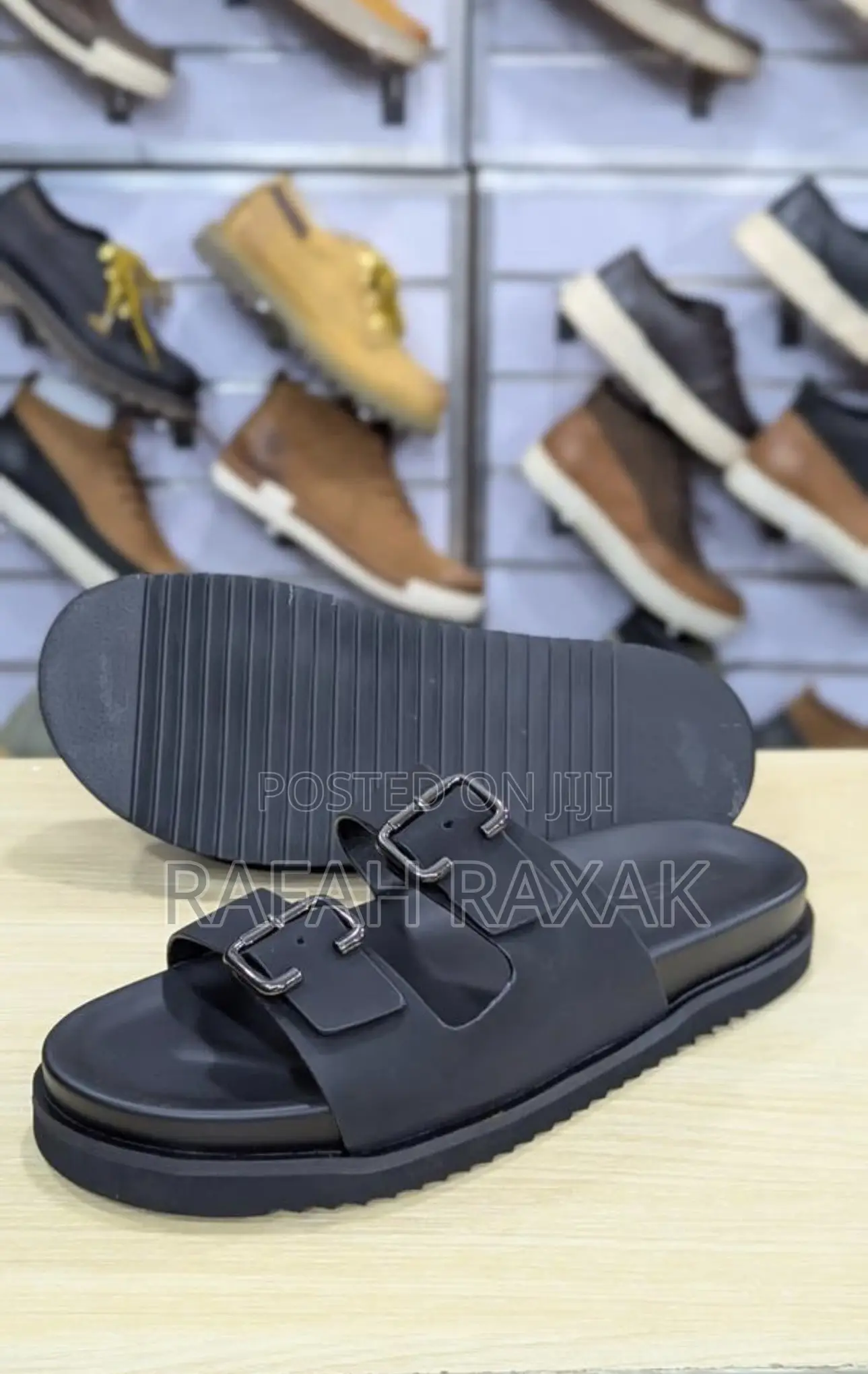 Original Black Hermes Double Buckle Strap Sandals