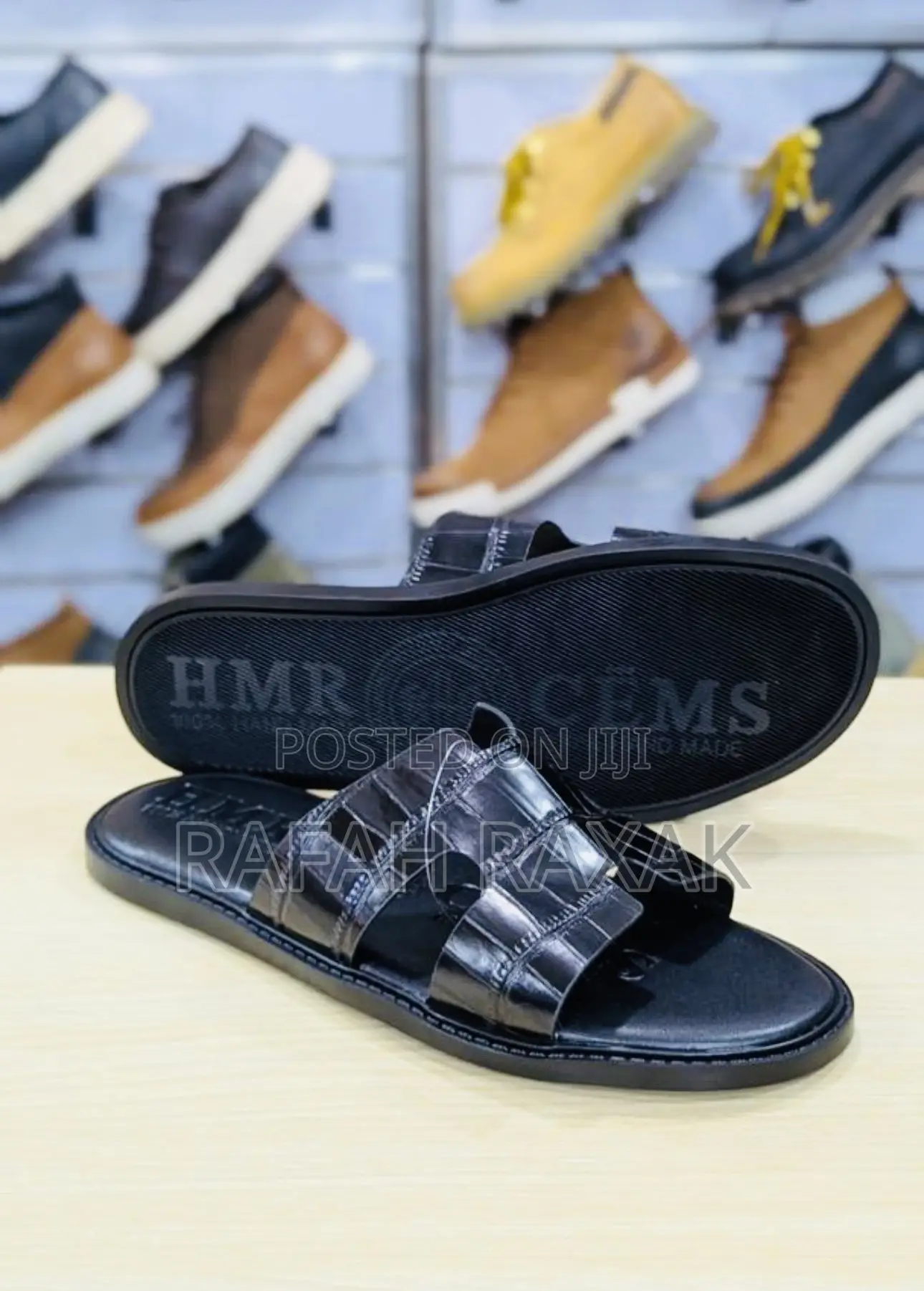 Original Triple Black Hermes Push in Sandals