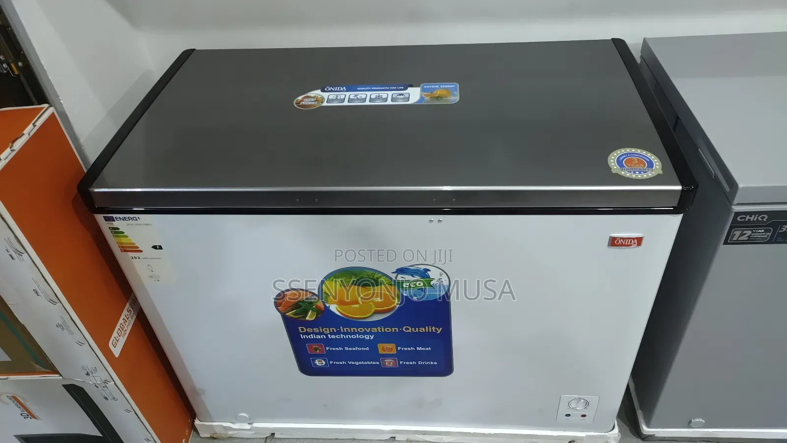 Onida Chest Freezer 420l - 292kwh/Annum, Silver.
