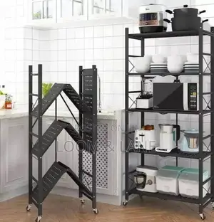 Black Foldable Portable Kitchen Rack