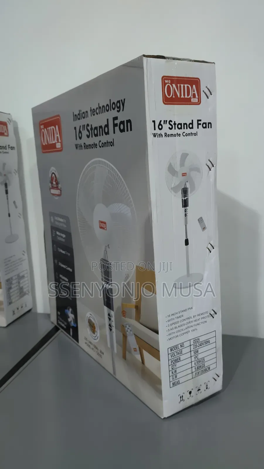 Onida Plus 16" Stand Fan With Remote Control -3 Speed, Timer