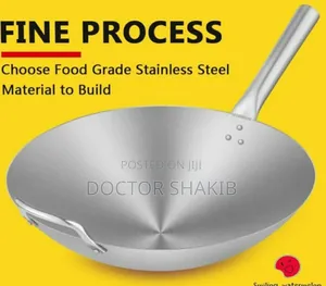 Strong 34cm Stainless Steel Frying Pan/Wok Pan