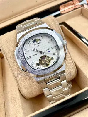 Silver Black Patek Philippe Geneve Local Home Watch 