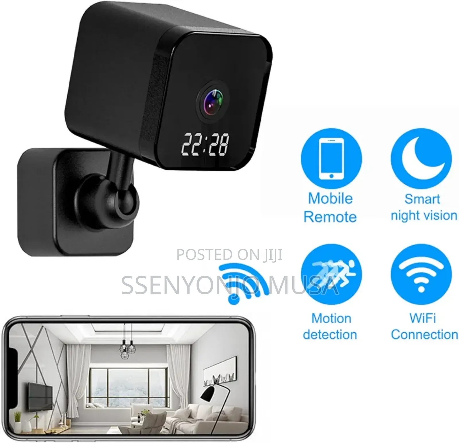 Smart Wifi Clock Spy Security Camera - 1080p, Two-Way Audio