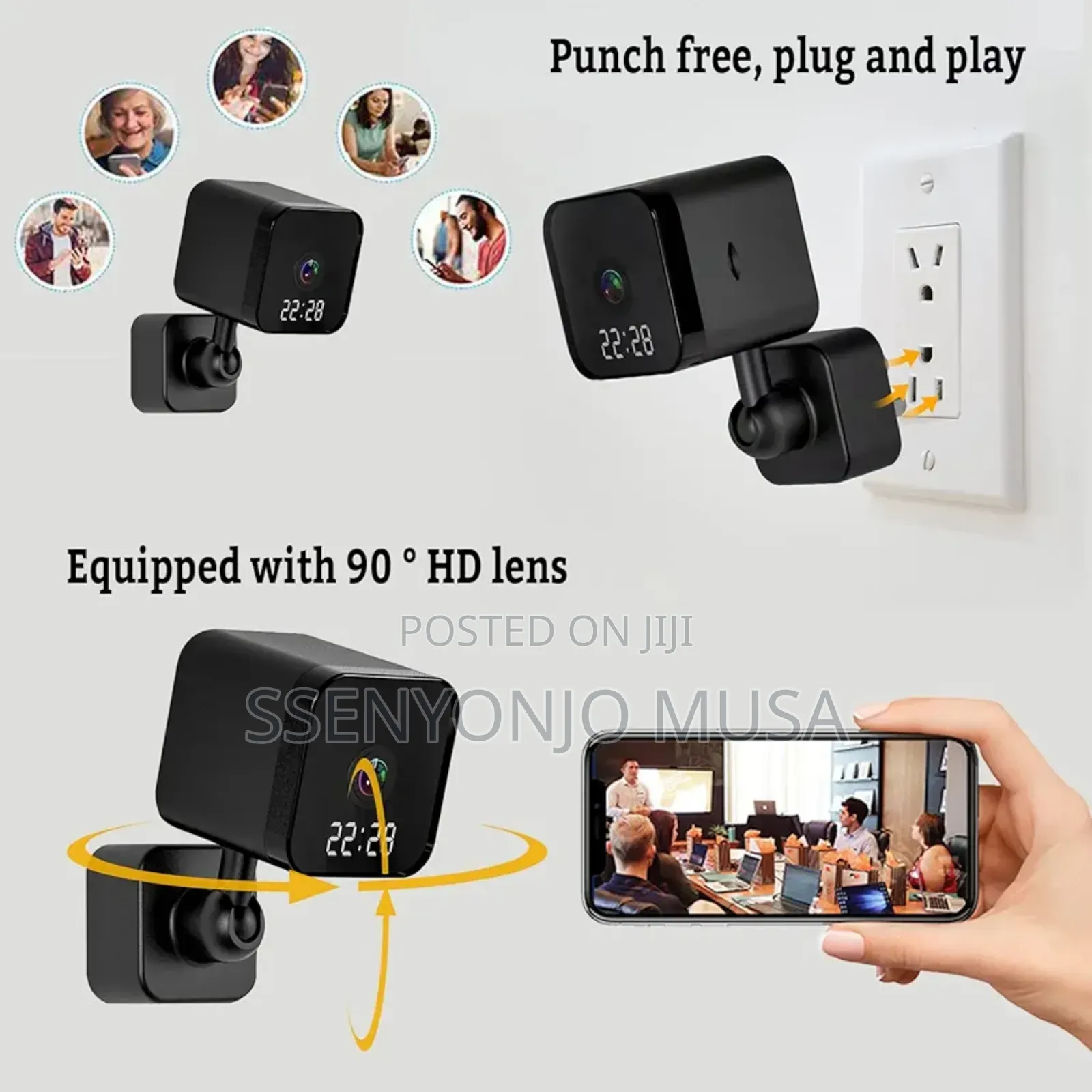 Smart Wifi Clock Spy Security Camera - 1080p, Two-Way Audio
