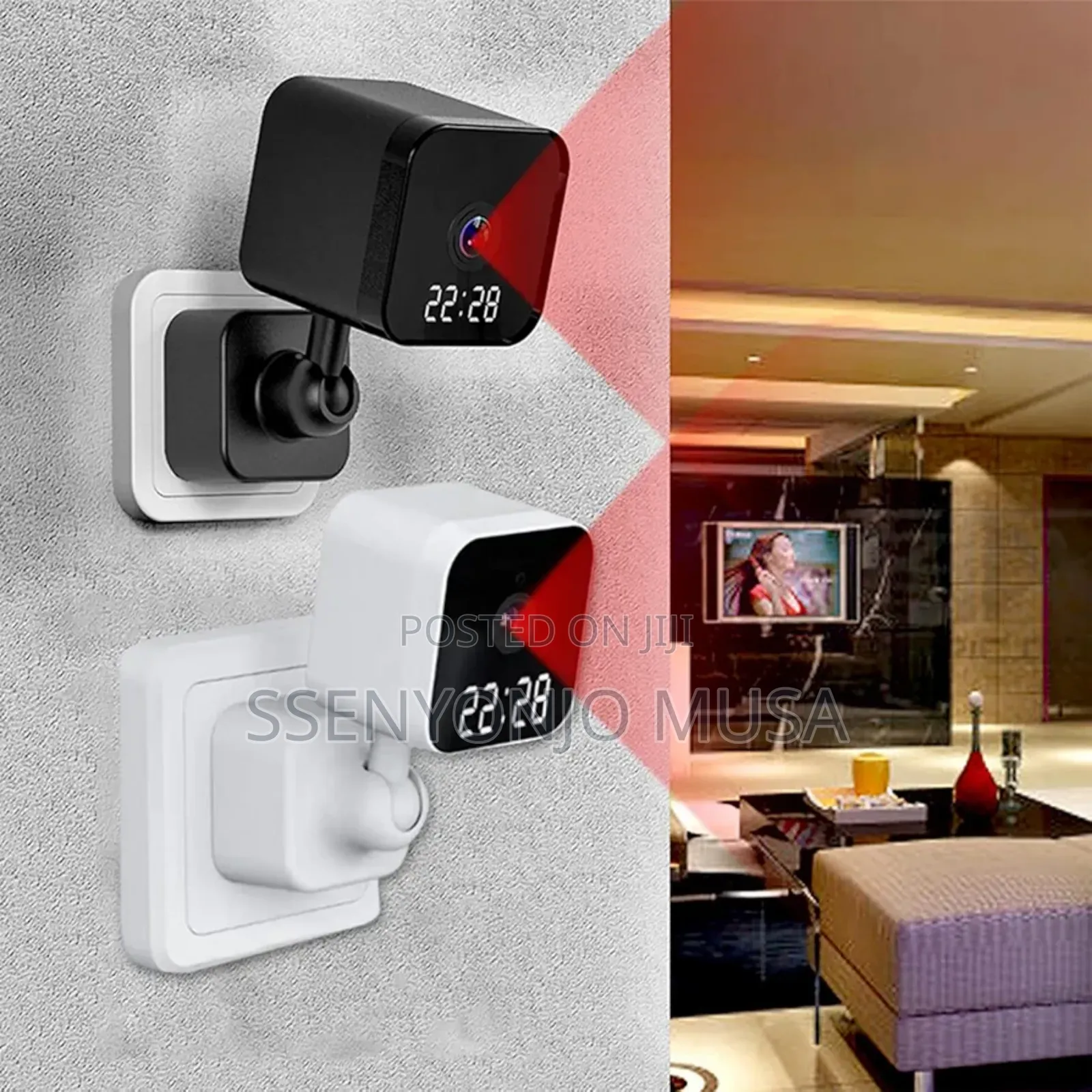 Smart Wifi Clock Spy Security Camera - 1080p, Two-Way Audio