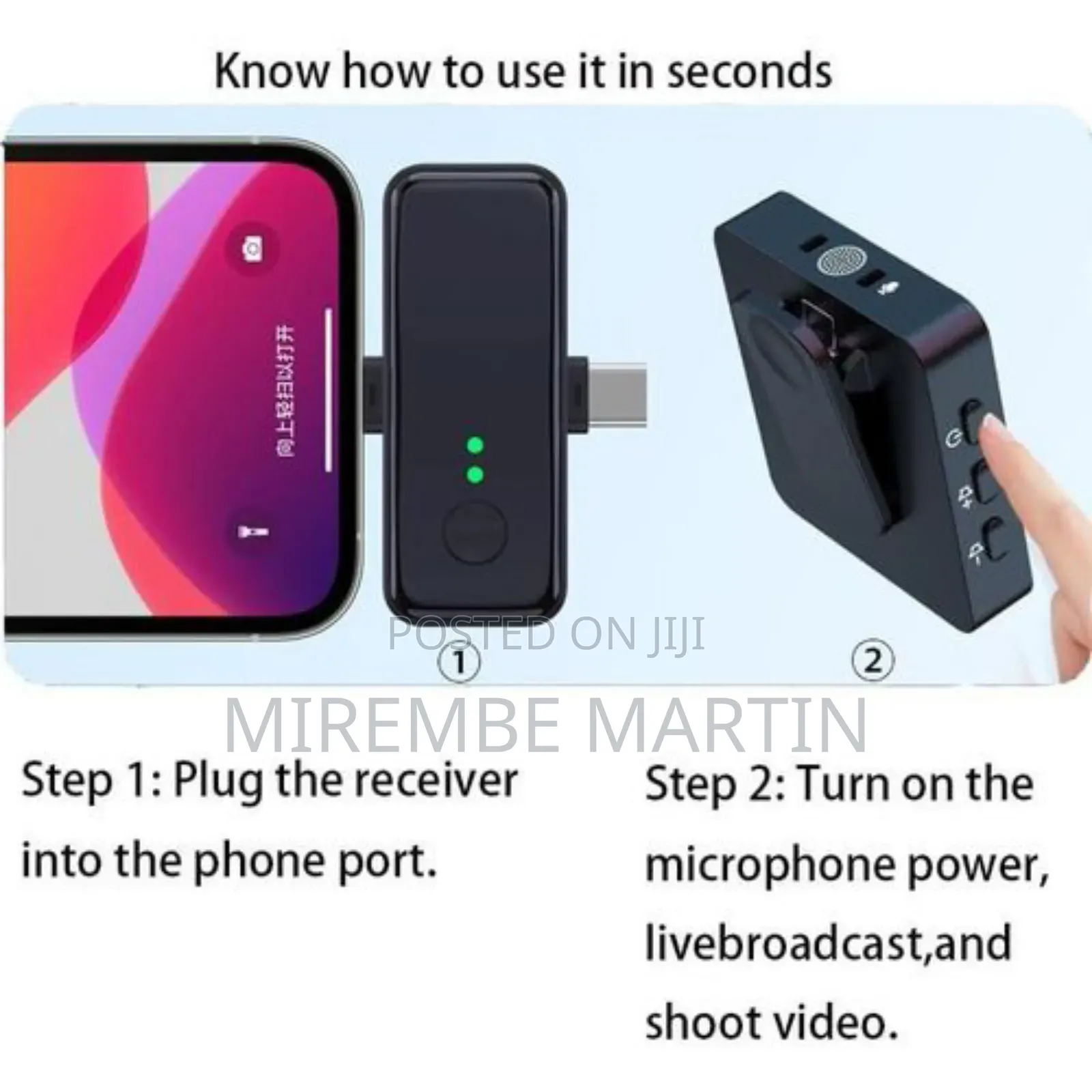 3 in 1 Wireless Microphone for Android Wireless Lavalier Mic