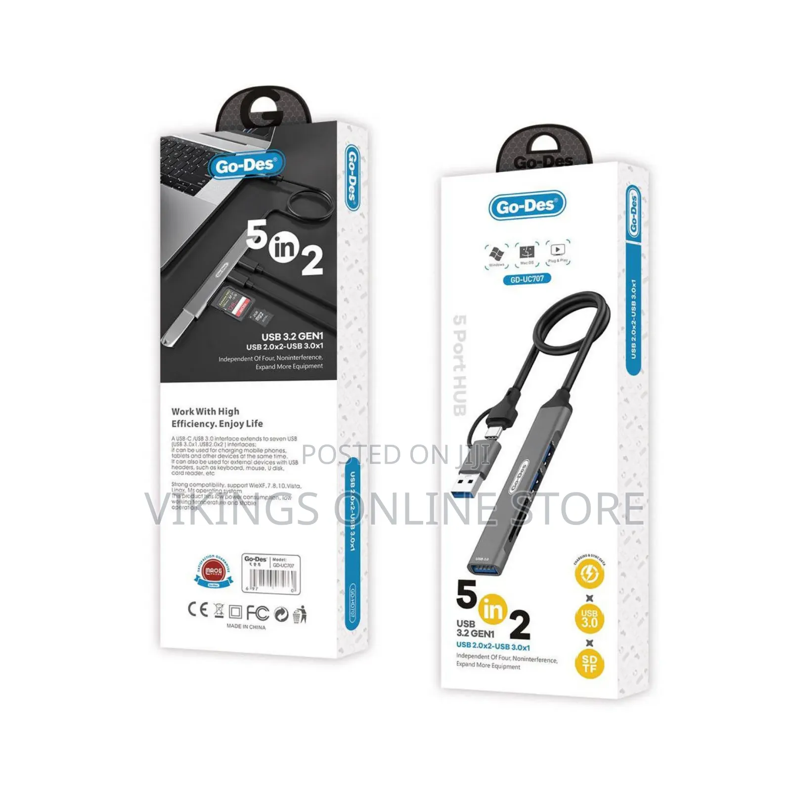 Go Des Gd-Uc707 Type-C Usb-a 5in2 Hub With Usb3.0 + Usb2.0