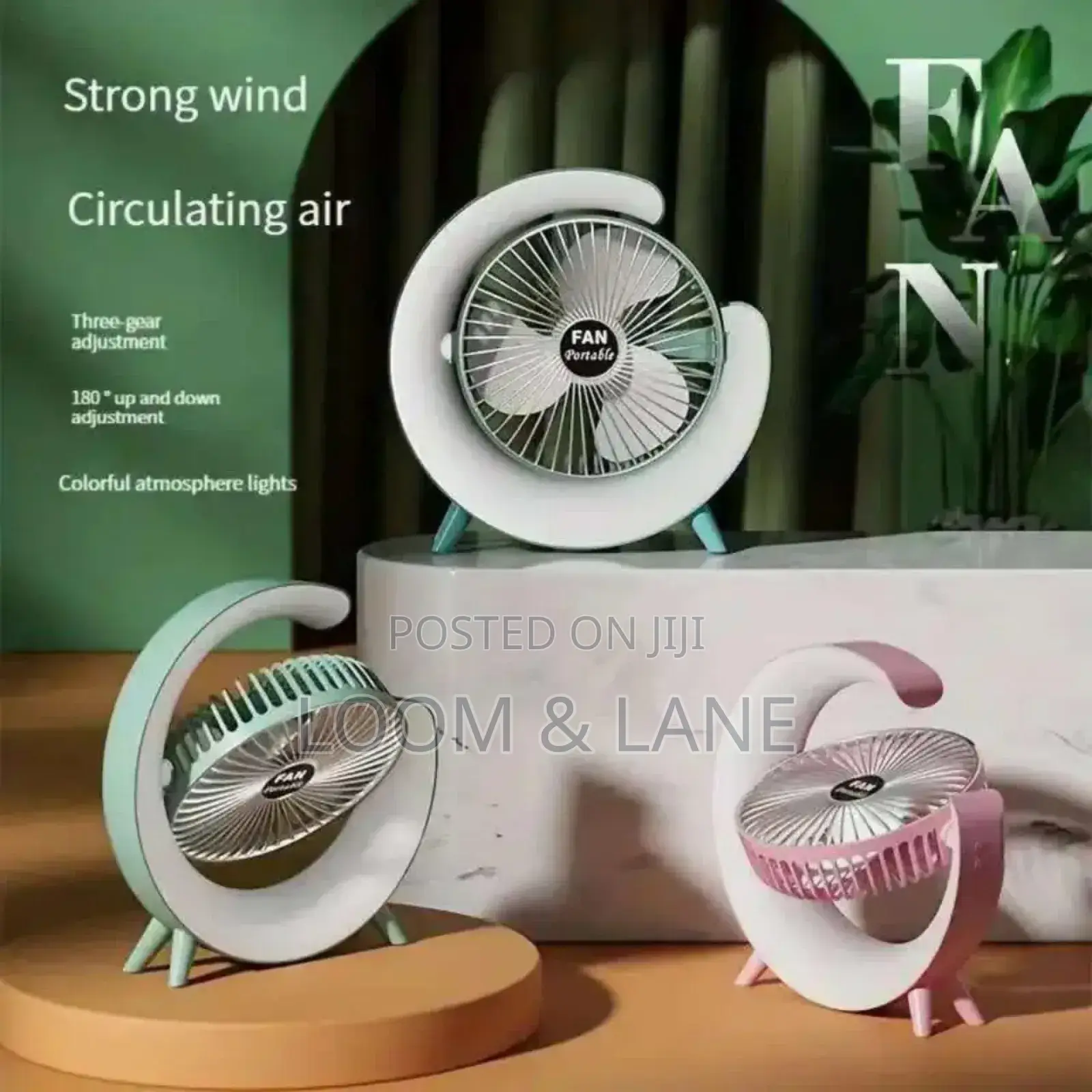 Portable Rechargeable Fan With Lights