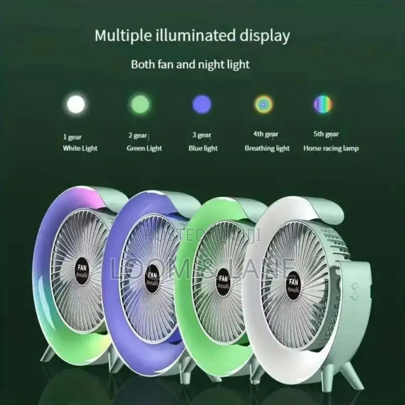 Portable Rechargeable Fan With Lights