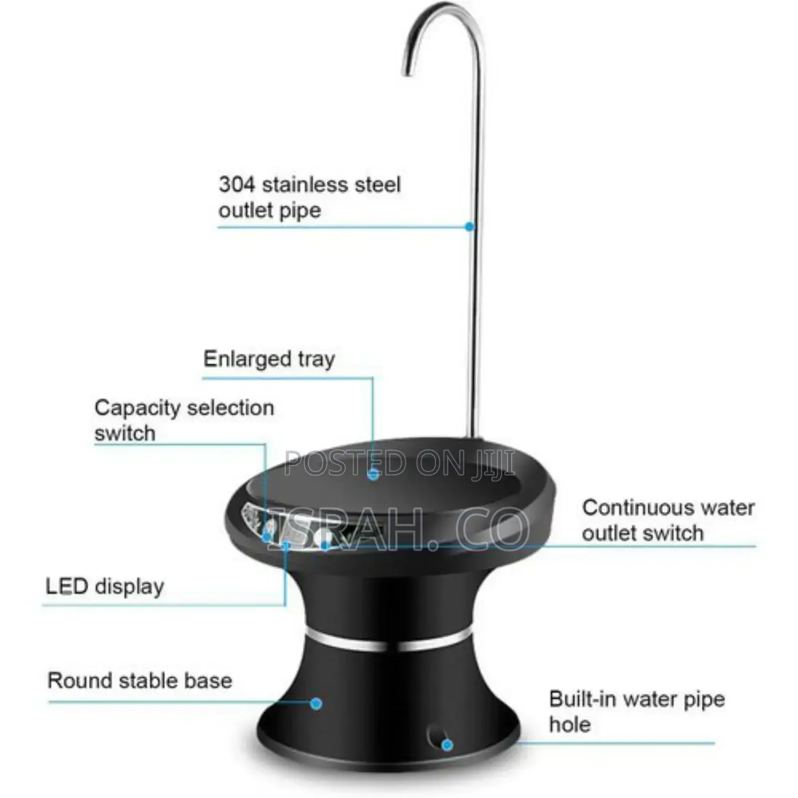 Electric Water Bottle Pump Intelligent 5 Gears Stainless.
