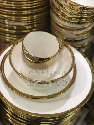 Three-Piece Gold-Rimmed Crockery Set,