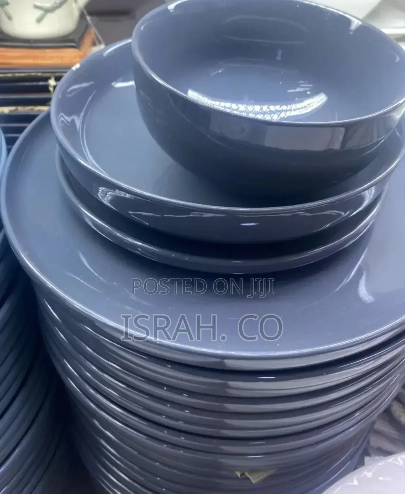 Stack of Gray Dinnerware