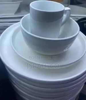 Stack of White Ikea Oftast Plates and a Bowl.