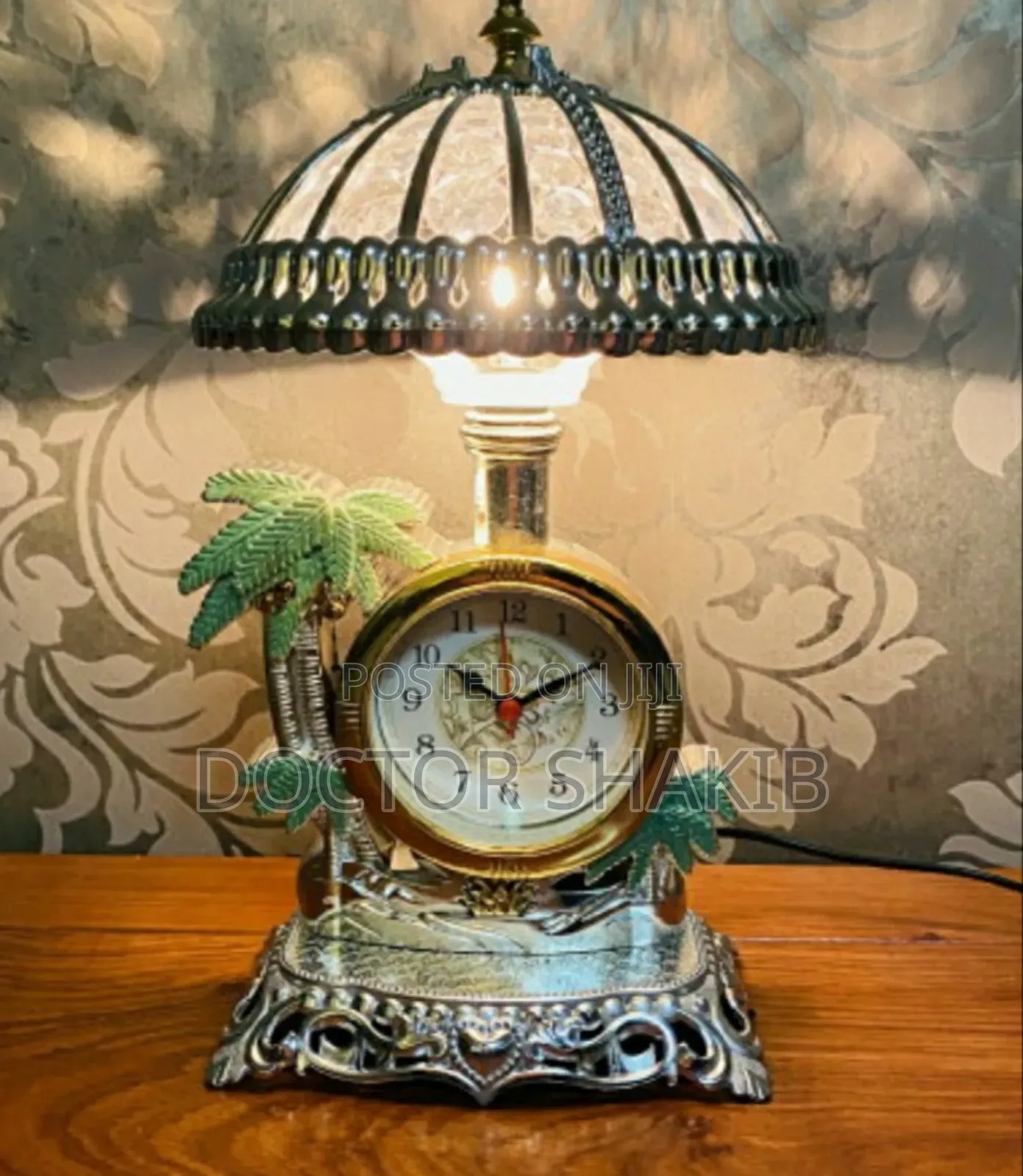 Classic Art Bed Side Lamp With Alarm Clock