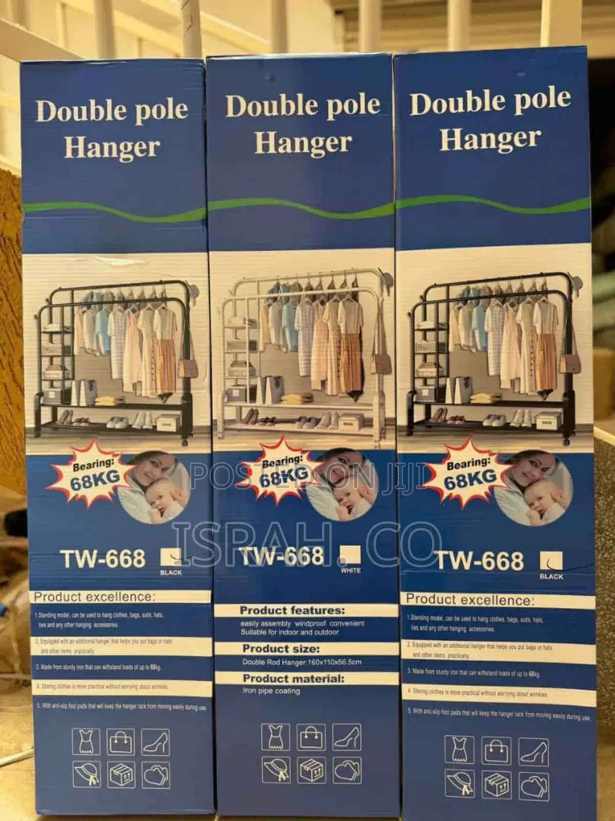 Clothing Rack With Two Horizontal Bars for Hanging Clothes