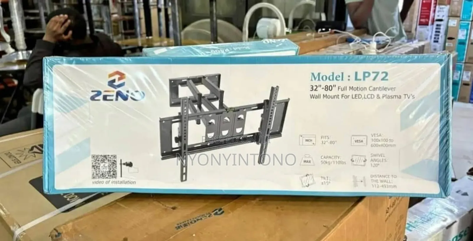 Zeno Metallic Full Motion Wall Mount With 80" Tv Load Limit