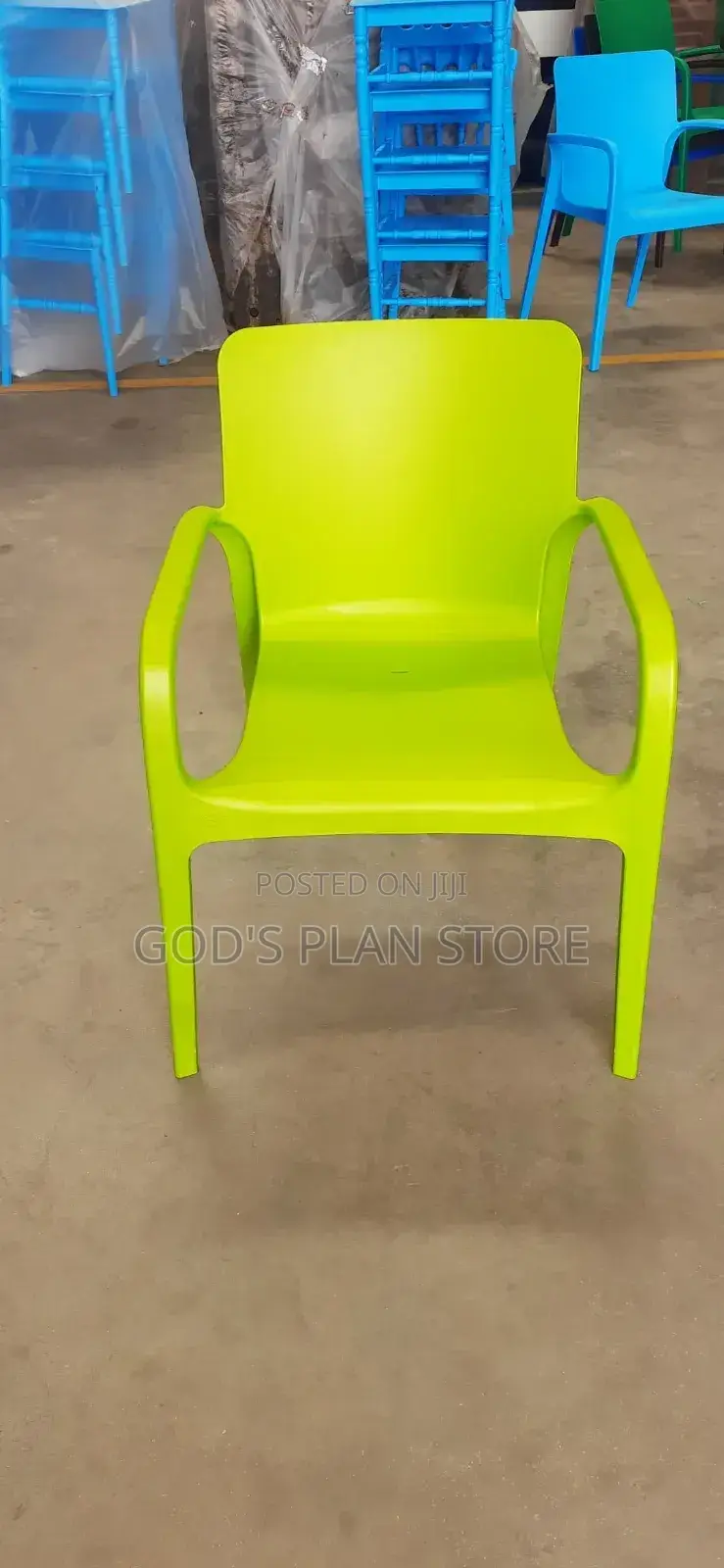 Lemon Green Plastic Chairs Armed