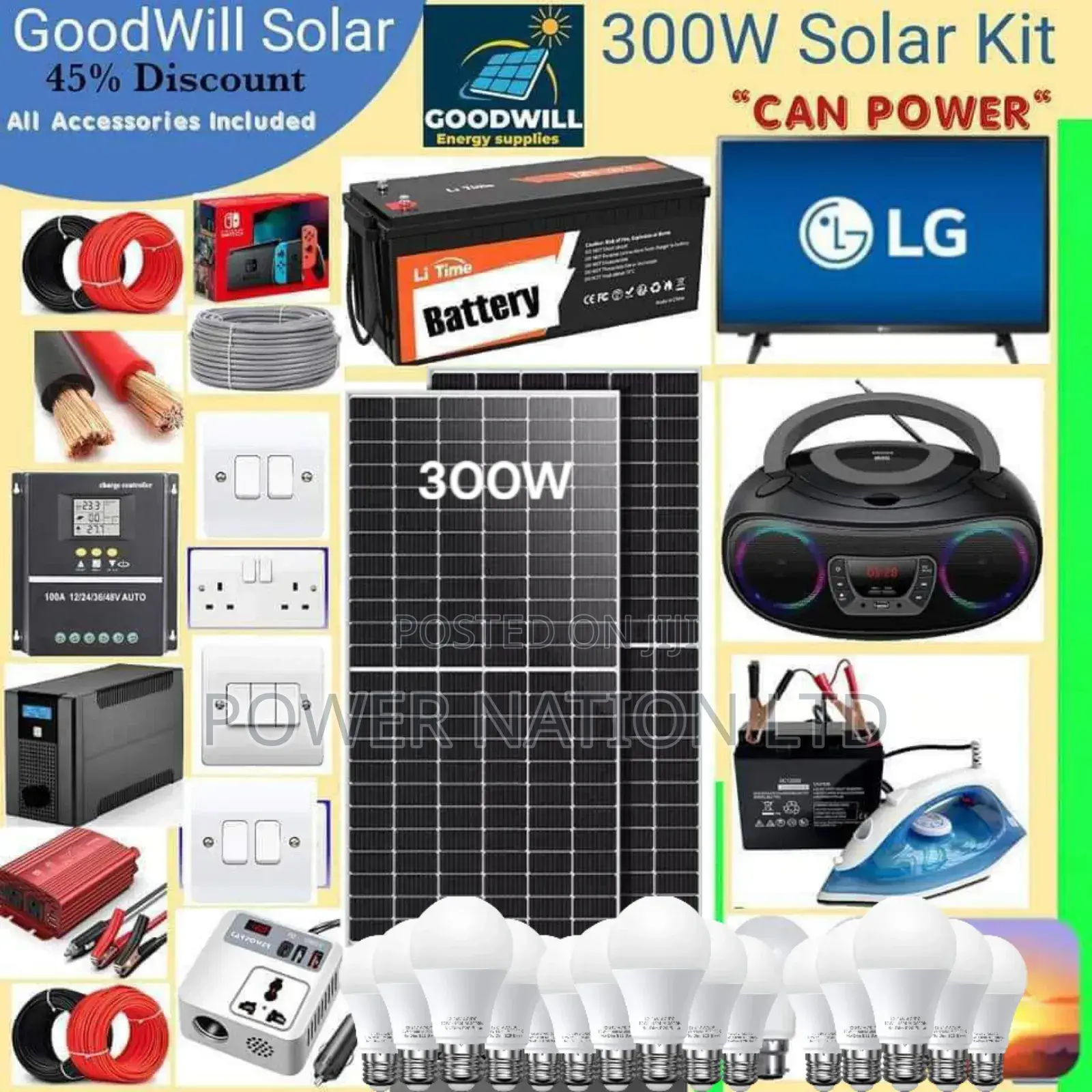 300w Solar Kit(300w Commercial Solar Energy System Full Kit