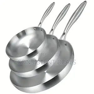 3pcs Stainless Steel Frying Pans (22, 24,26cm)