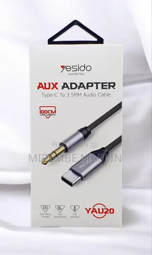 Yesido Aux Adapter Type-C to 3.5mm Audio Cable Black Yau20