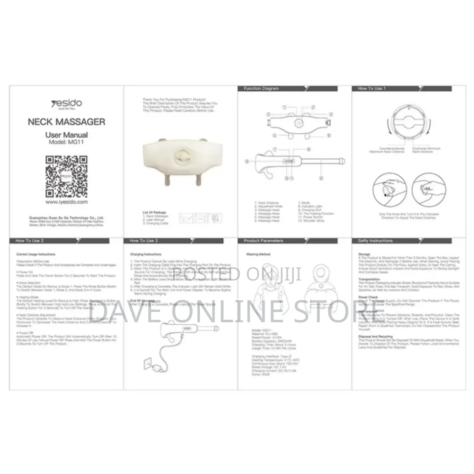 Yesido Mg11 Neck and Shoulder Massager 3 Adjustable Modes