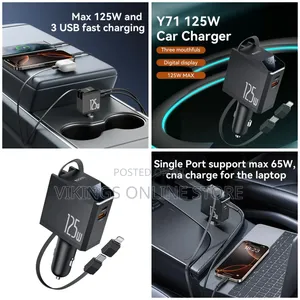 Yesido Y71 125w Car Charger Usb a +Type C Adapter for iPhone