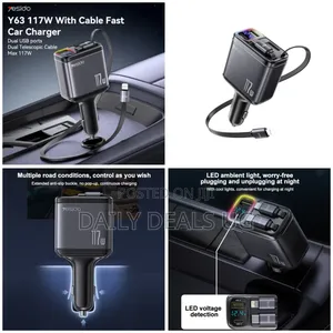 Y63 Yesido 117w Ledtc Ports Fast Charging Car Charger
