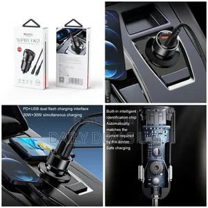 Yesido Y54 With 8 Pin to Type-C/Usb-C Line Car Charger(Black