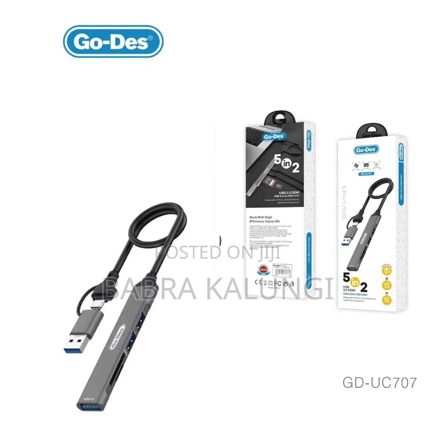 Go Des Gd-Uc707 Usb3.0 + Usb2.0 + Sd/Tf Connection 5in2 Hub