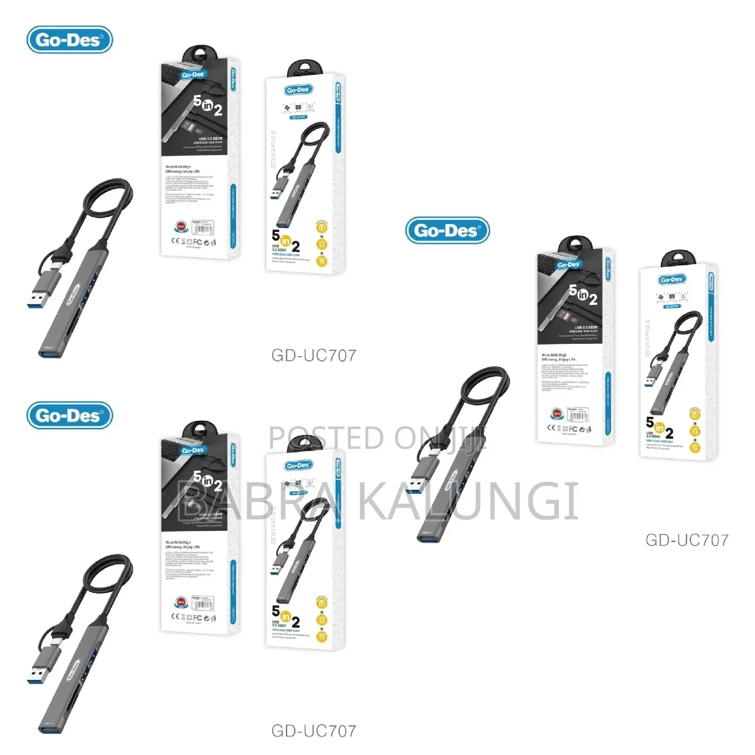 Go Des Gd-Uc707 Usb3.0 + Usb2.0 + Sd/Tf Connection 5in2 Hub
