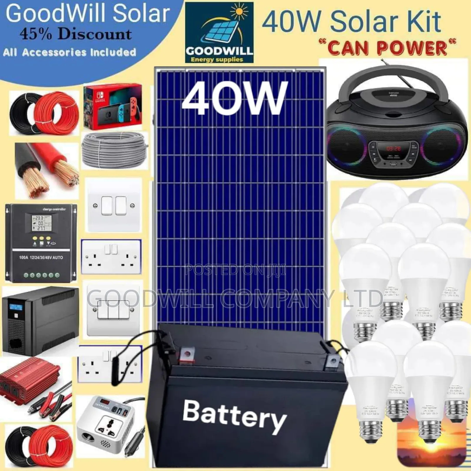 40w Solar Kit (40w Commercial Solar Energy System Full Kit)