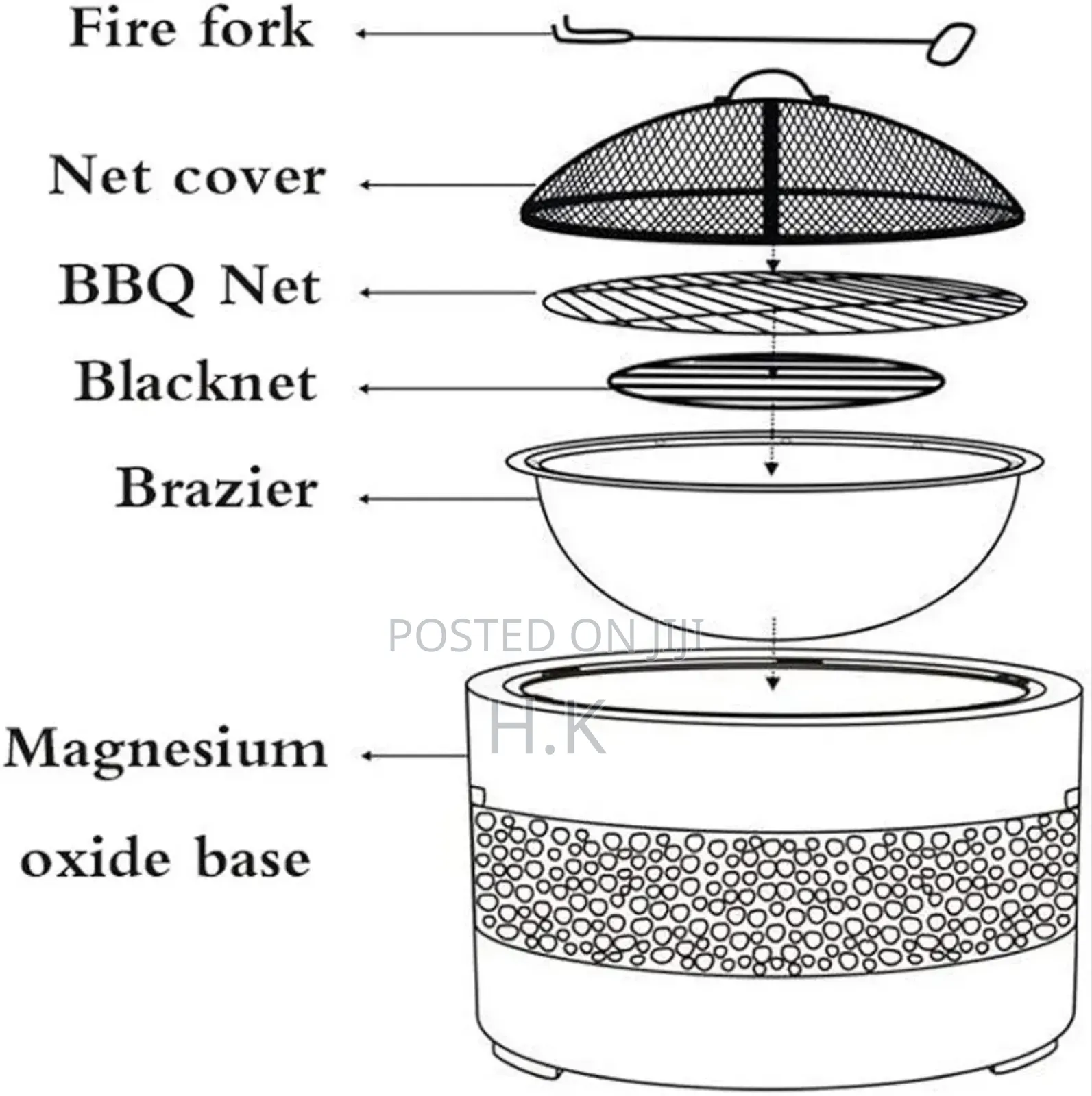 Garden Fire Pit Outdoor Party BBQ Fire Pit Bowl Grill "Big"