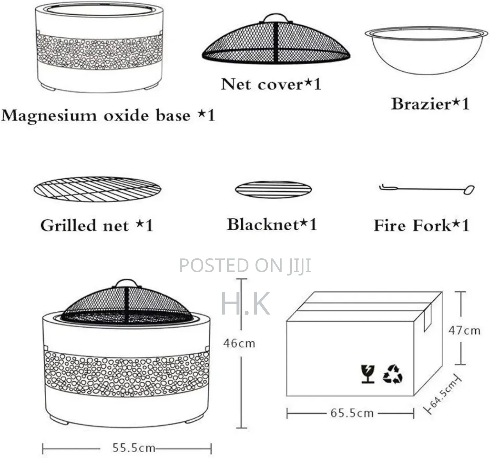Garden Fire Pit Outdoor Party BBQ Fire Pit Bowl Grill "Big"