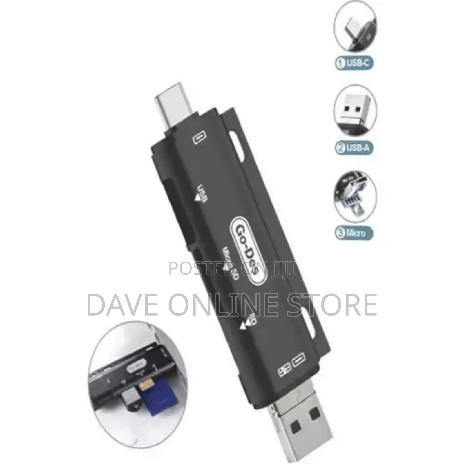 Go-Des Gd-Dk108 3 in 1 Type-C Usb 2.0 Otg Memory Card Reader