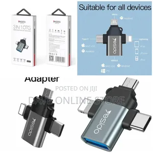 Yesido Gs15 3 in 1 Usb to Micro + Lightning + Type-C Otg