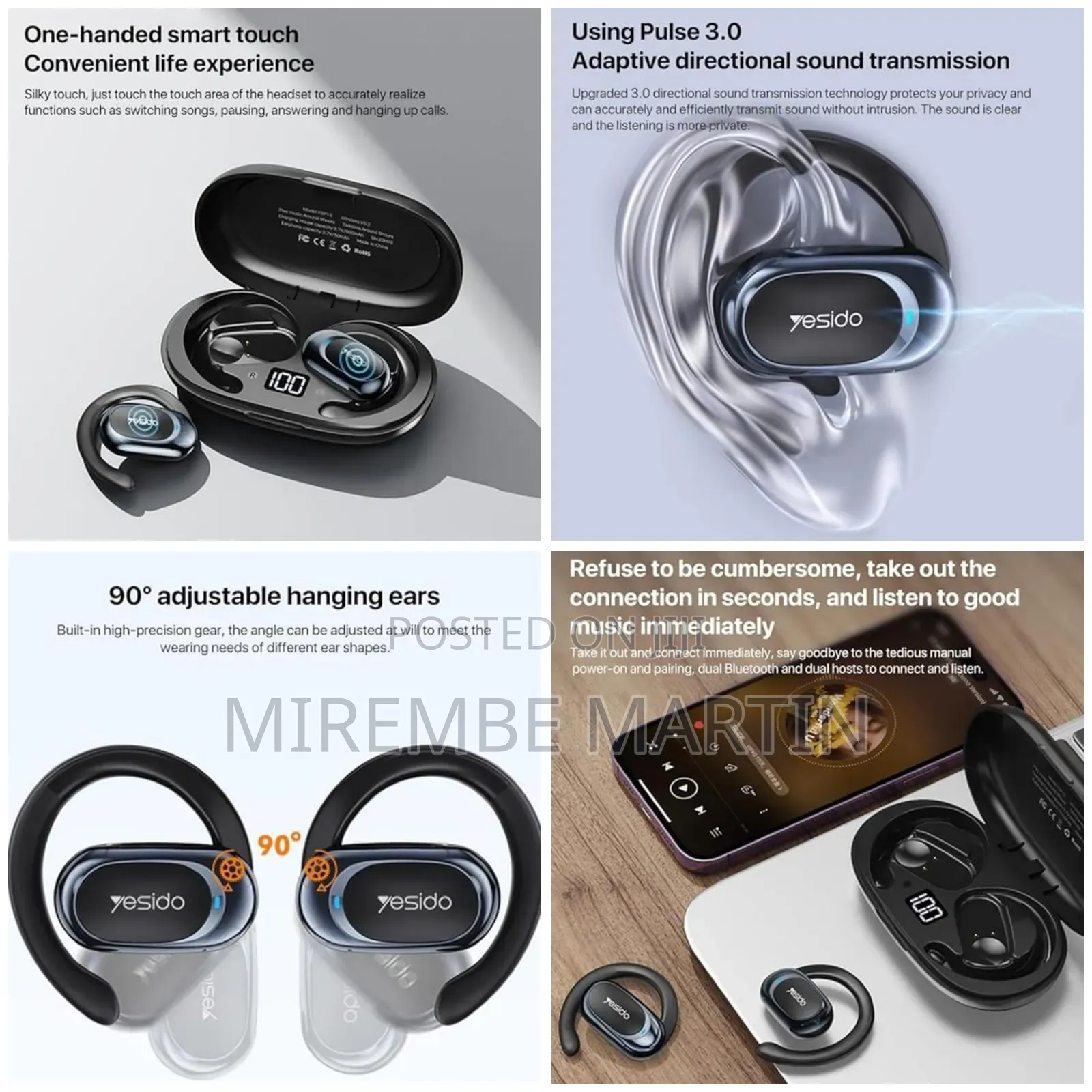 Wireless Ear Hook Earphone, Air Conduction Bluetooth 5.3