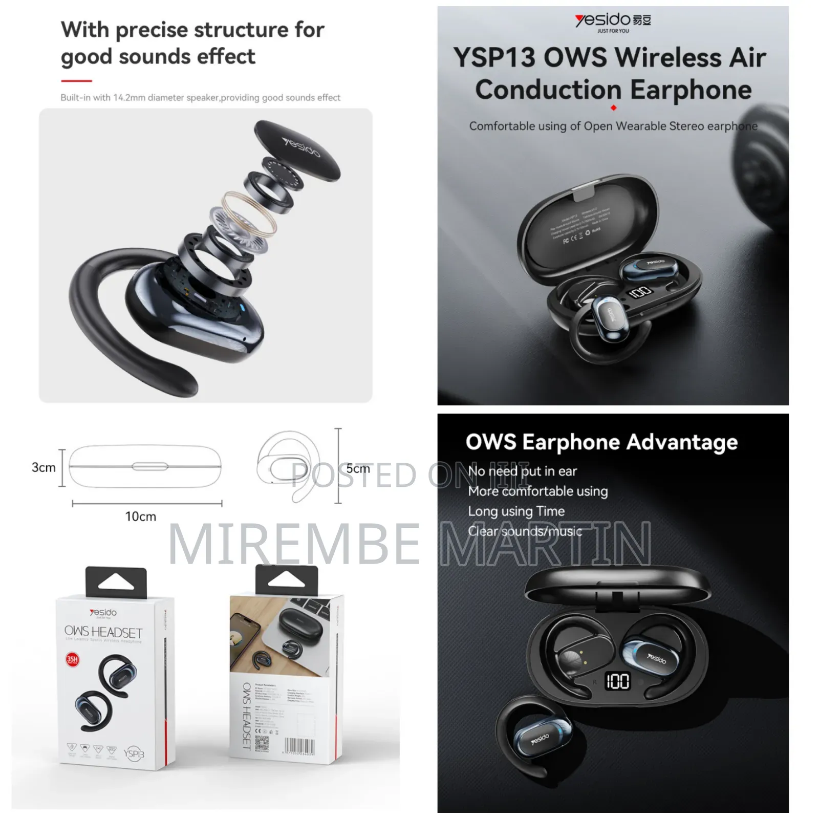 Wireless Ear Hook Earphone, Air Conduction Bluetooth 5.3