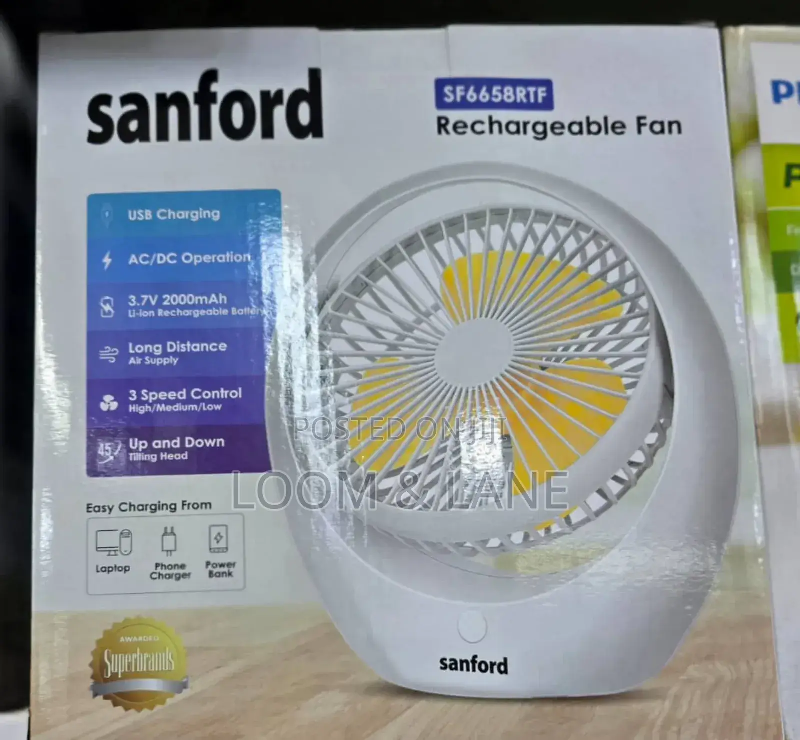 Sanford Mini Rechargeable Table Fan