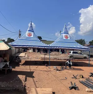 Blue White 100seater Tent Without Side Covers