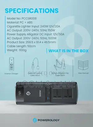 Powerology 500w Universal Multi-Port Car Inverter