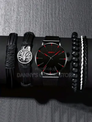 5pcs Fashionable and Business Exquisite Pu Belt Watch