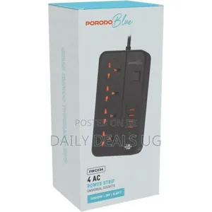 Porodo Blue 4 Ac Power Socket With X4 Usb-C X2 Usb-a - Black