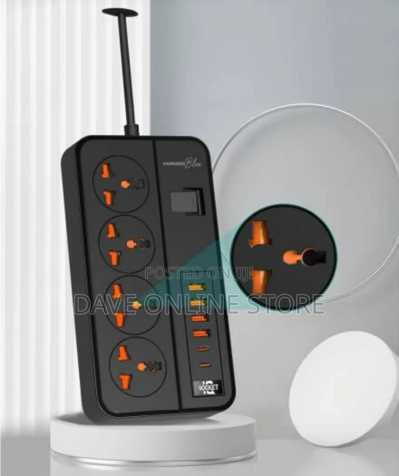 Porodo Blue 4 Ac Power Socket Power Switch - Black