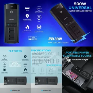 Powerology 500w Universal Multi-Port Car Inverter