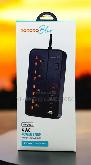 Porodo Blue 4 Ac Power Strip Universal Socket 3m 3000w