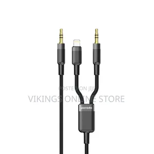 Porodo Multi-Device Aux 3.5mm Lightning Cable,1.2m - Black